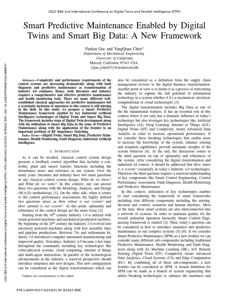 Smart Predictive Maintenance Framework | PDF | Internet Of Things | System