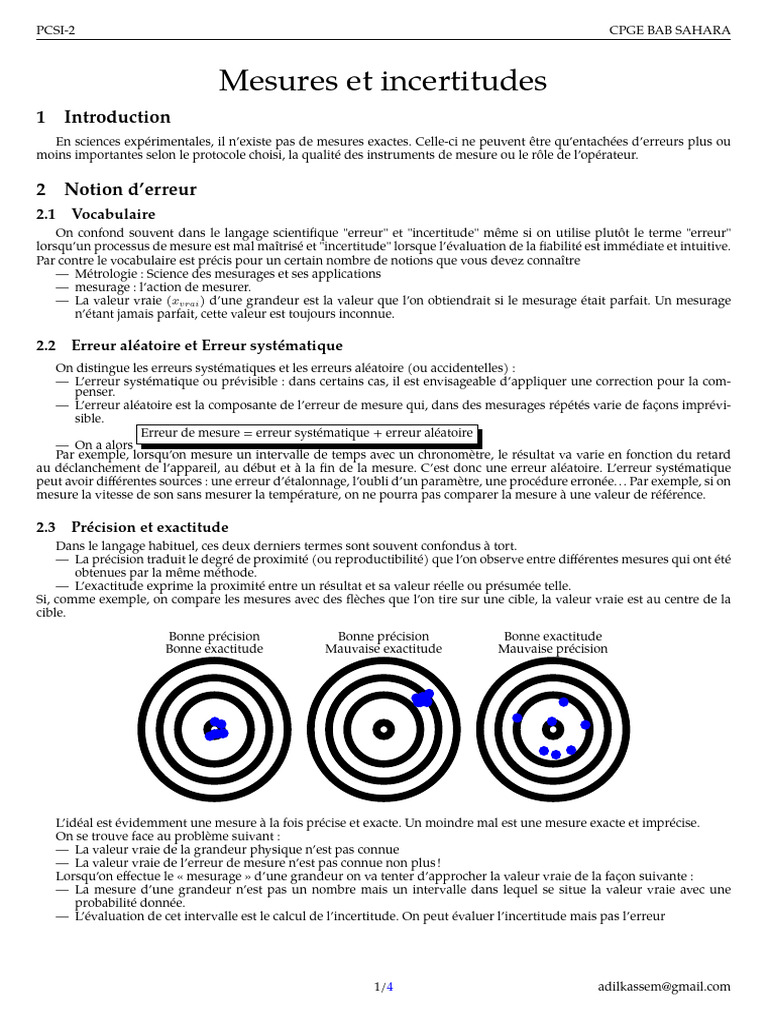Mesures et Incertitudes en Métrologie | PDF | Erreur de mesure | Quantité