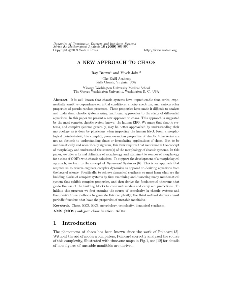 A New Approach To Chaos | PDF | Chaos Theory | Dynamical System