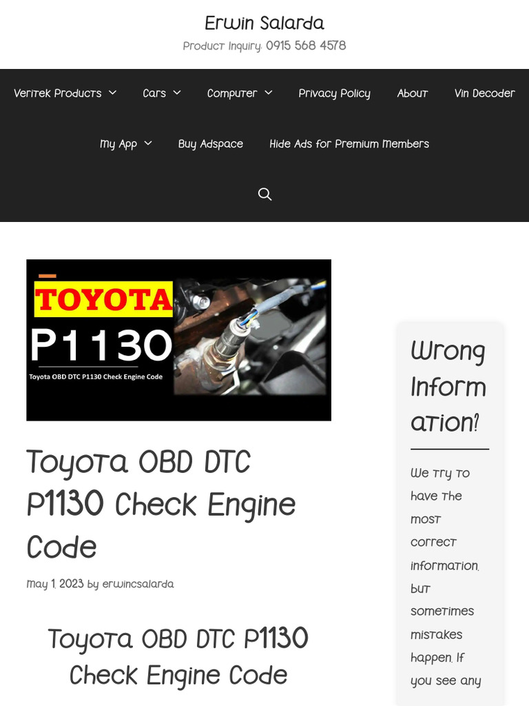 Understanding Toyota DTC P1130 Code | PDF | Toyota | Engines
