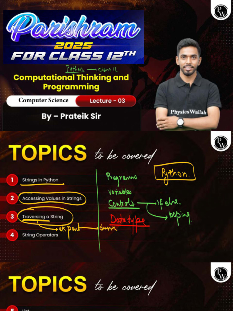Computational Thinking and Programming 03 : Class Notes | PDF