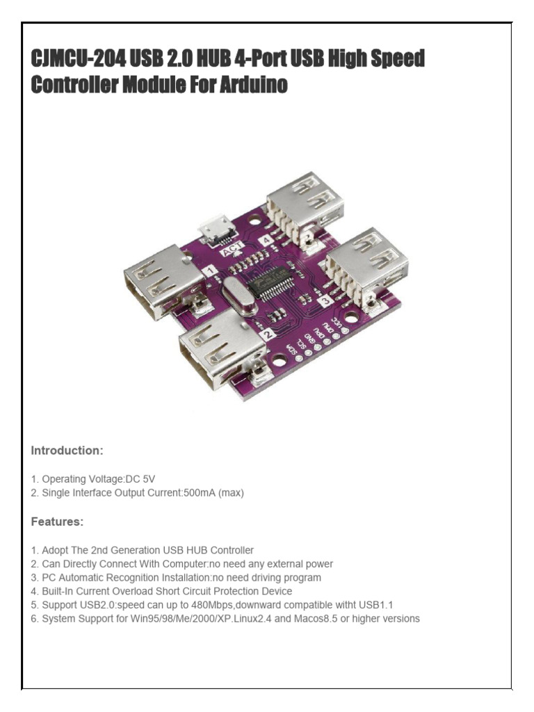 CJMCU-204 4-Port USB Hub Module | PDF