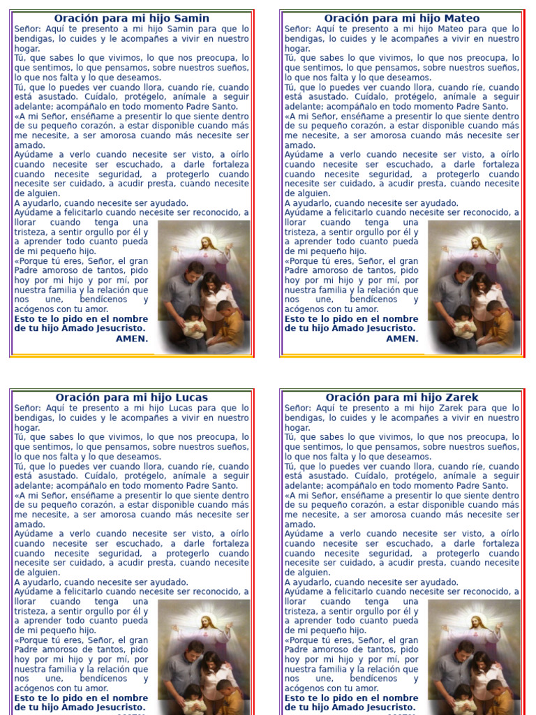 Oraciones para bendecir a mis hijos | PDF | Oración | Amor