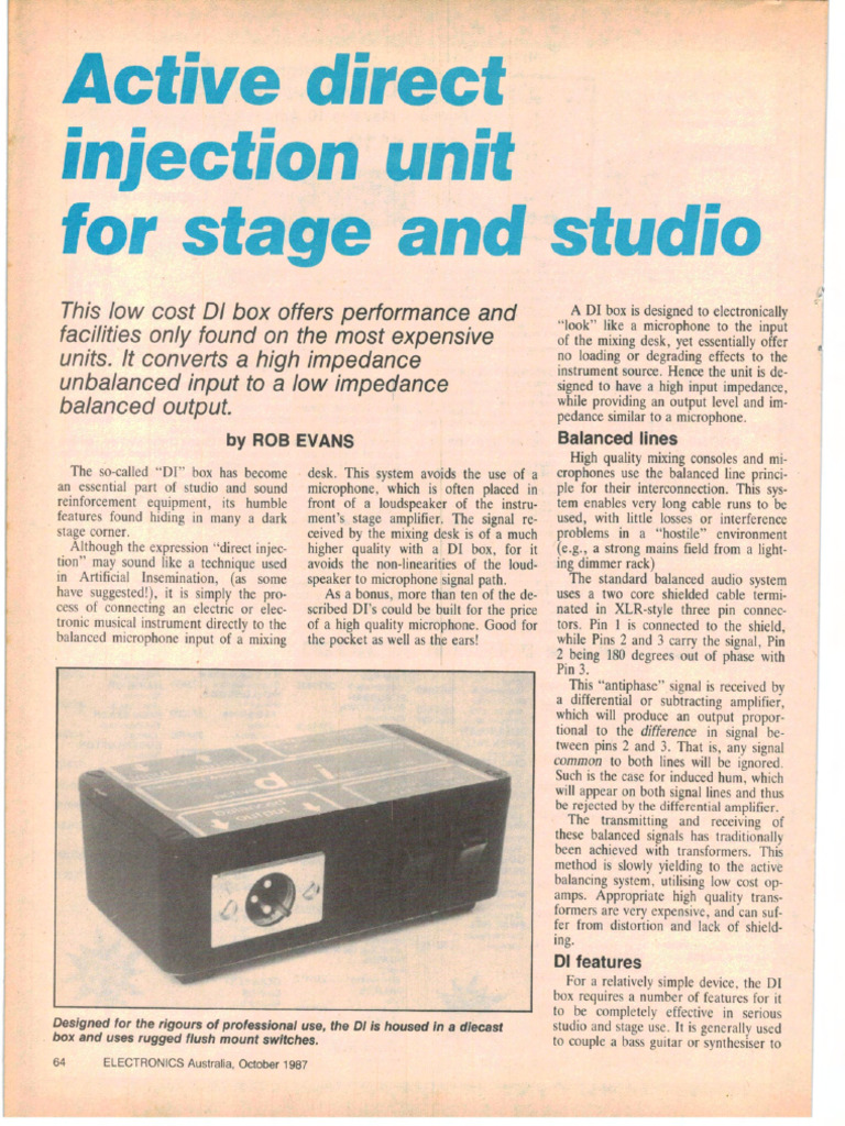 Direct Injection Box - Phantom Powered | PDF