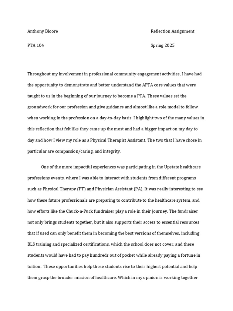 PACE Reflection Spring 25-1 | PDF | Health Care | Physical Therapy