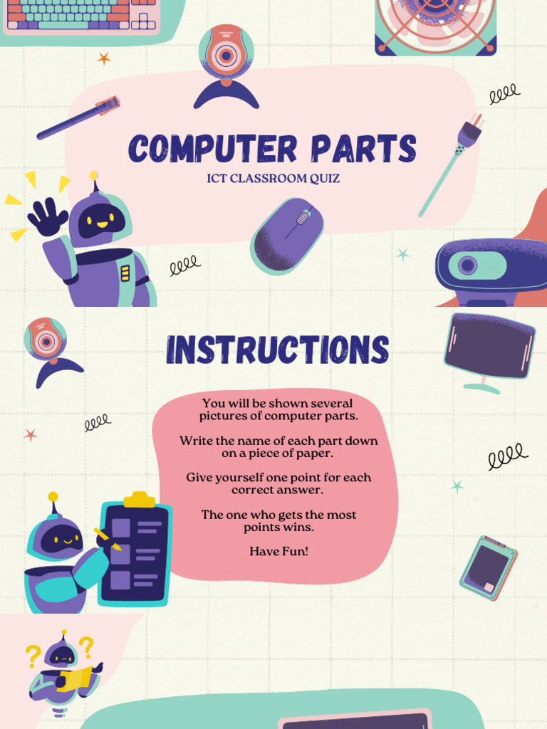 Purple and Green Modern ICT Computer Parts Classroom Quiz | PDF