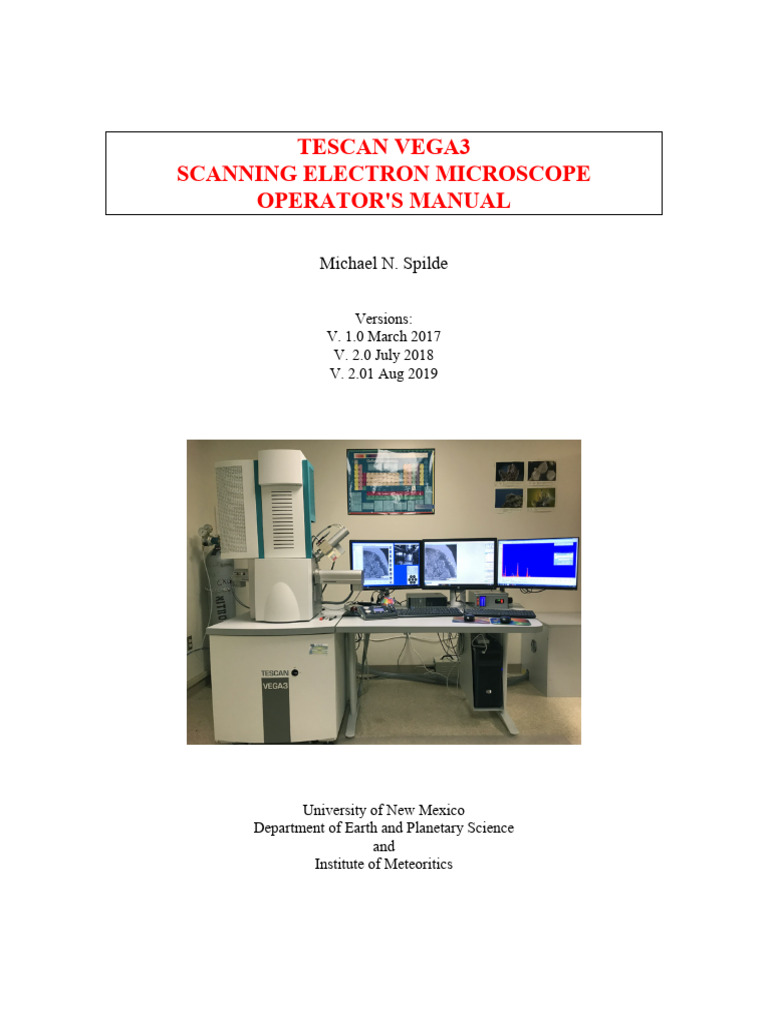 TESCAN VEGA3 SEM Operator Manual | PDF | Scanning Electron Microscope