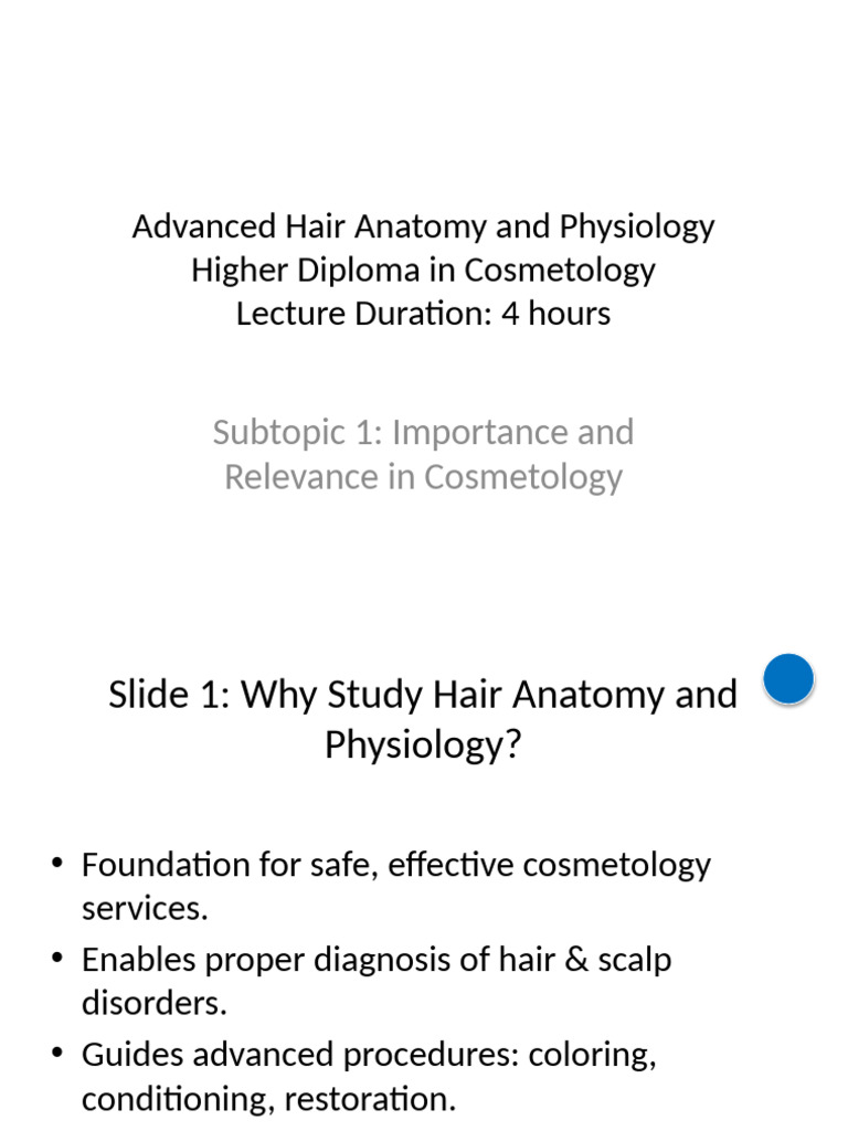 Advanced Hair Anatomy for Cosmetology | PDF | Hair | Anatomy