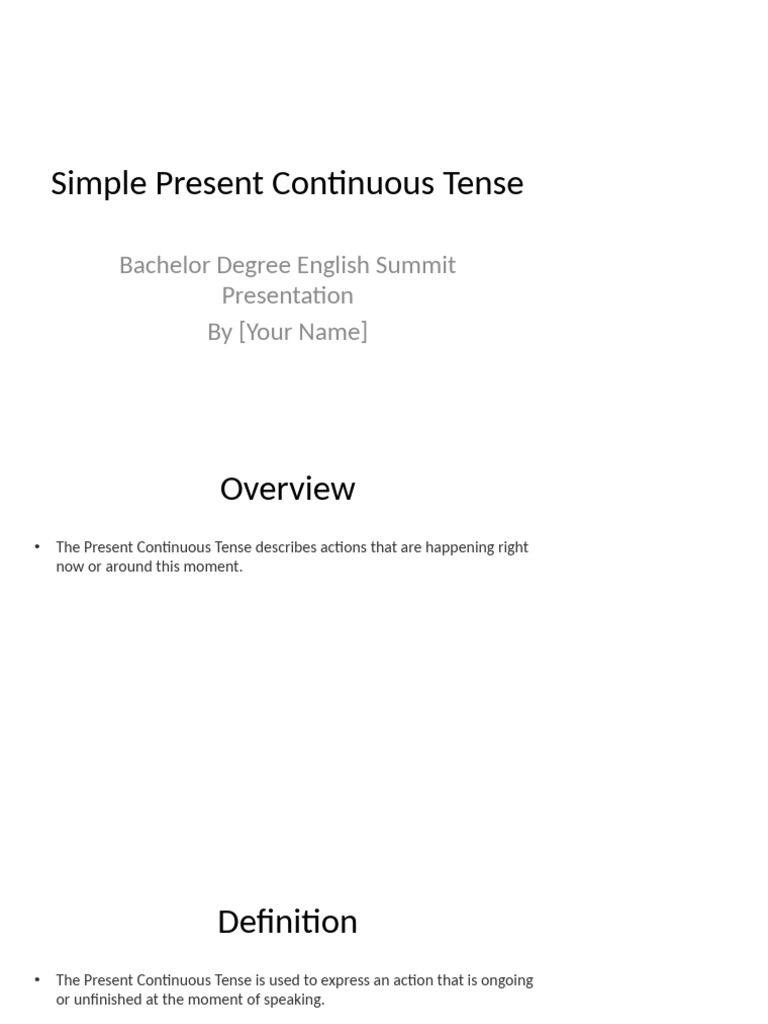 Understanding Present Continuous Tense | PDF | Grammatical Tense ...