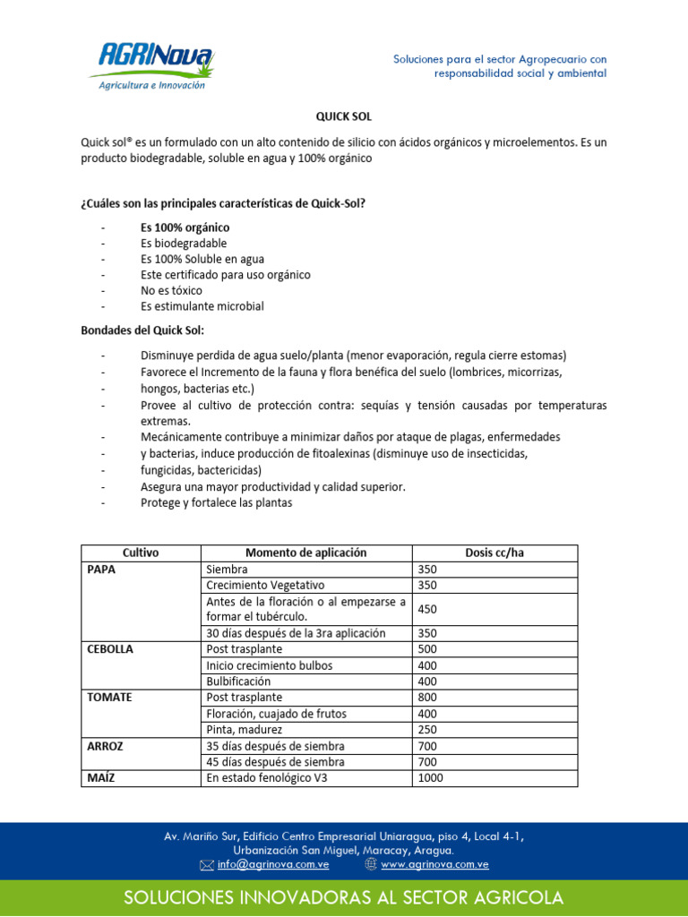 Quick Sol: Solución Orgánica para Cultivos | PDF | Agricultura