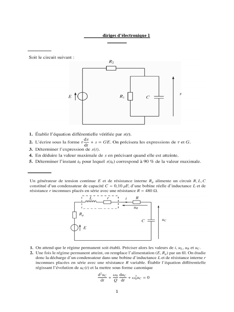 Travaux Dirigés d'Électronique S3 2024-2025 | PDF
