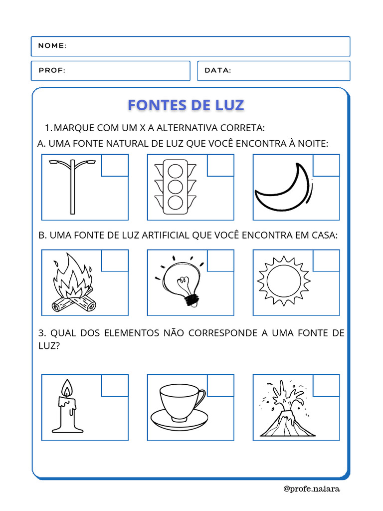 Fontes de Luz: Natural e Artificial | PDF | Luz | Sol