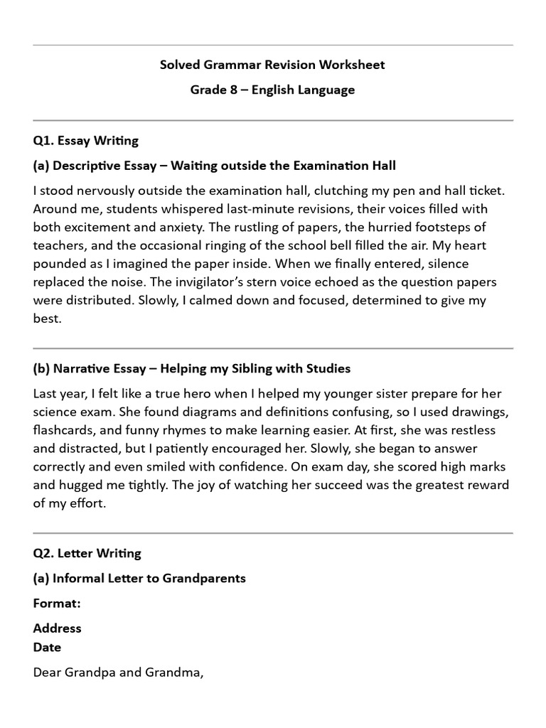 Solved Grammar Revision Worksheet | PDF | Linguistic Morphology ...