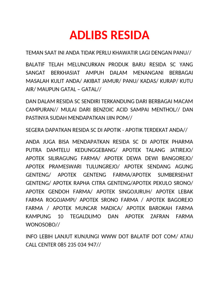 Adlibs Resida | PDF
