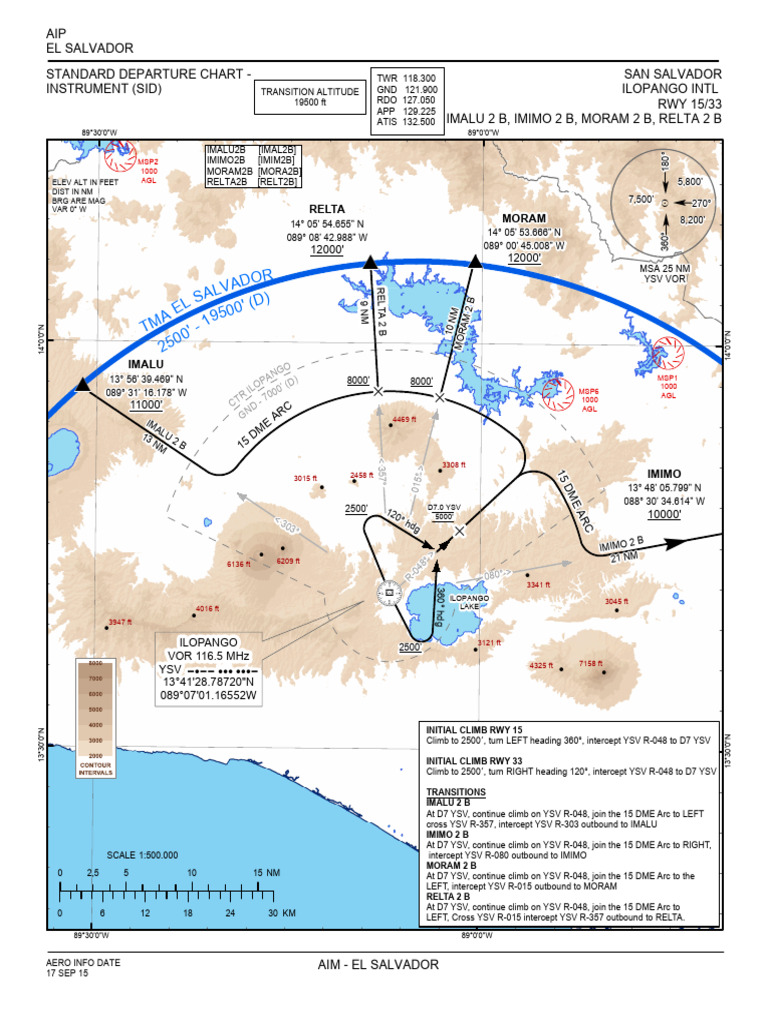 El Salvador SID for Ilopango Intl RWY 15/33 | PDF | Aviation | Wireless