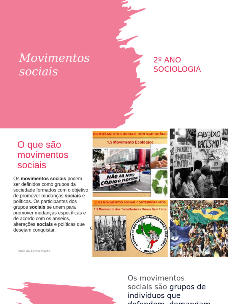 Movimentos Sociais: Definição e Tipos | PDF | Sociedade | Movimentos ...