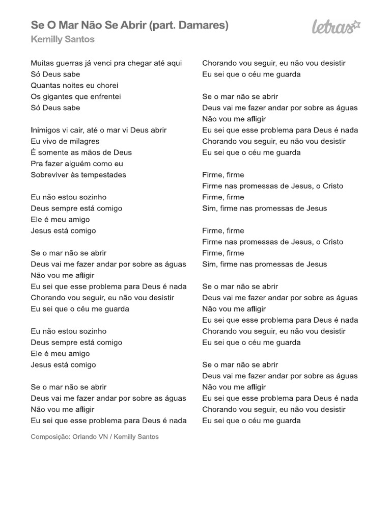 Se o Mar Não Se Abrir Letra | PDF