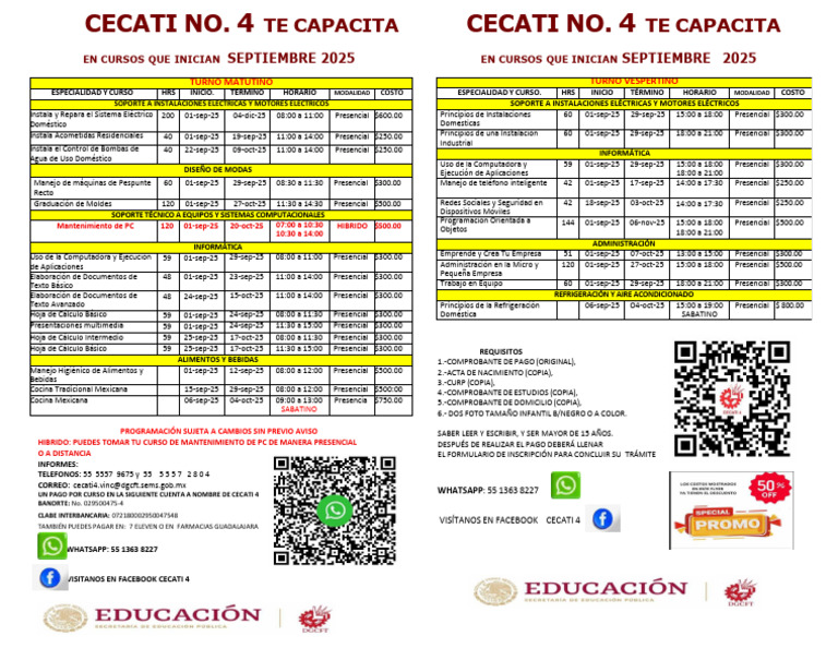 Cursos CECATI 4 Septiembre 2025 | PDF | Informática
