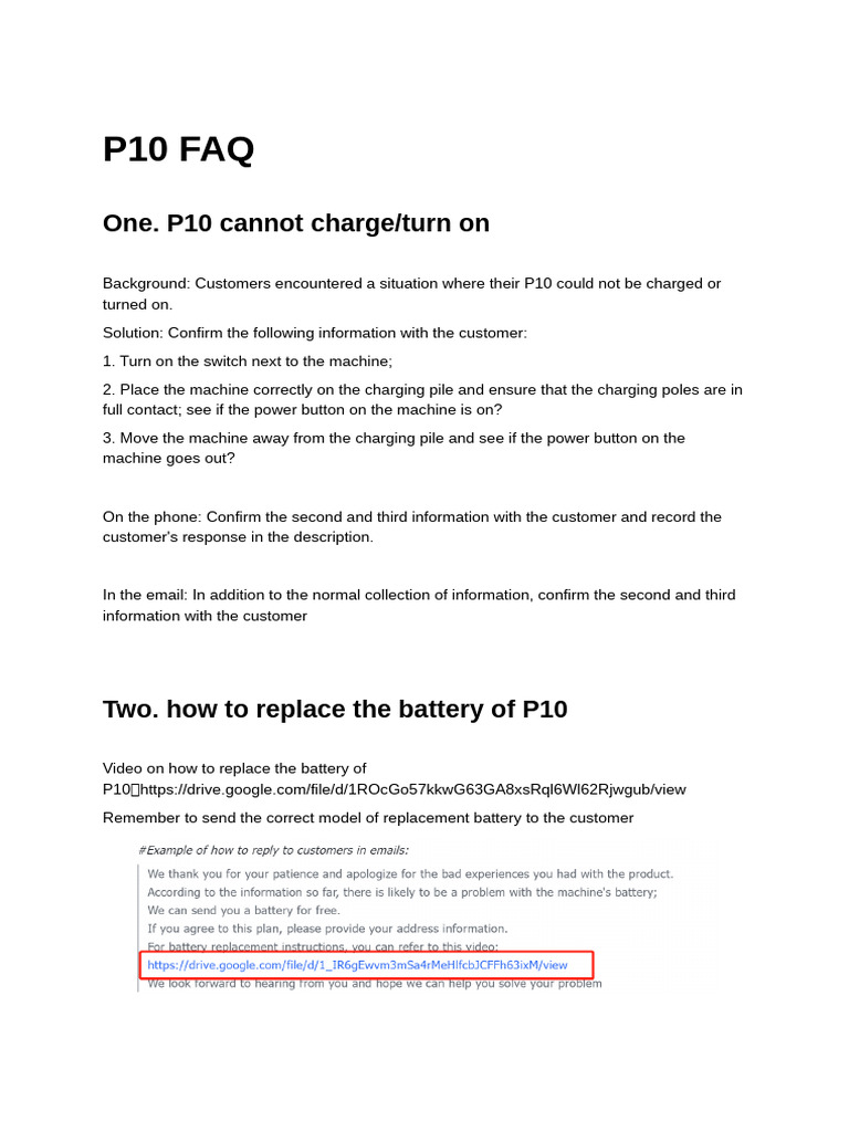 P10 Charging and Battery Replacement FAQ | PDF