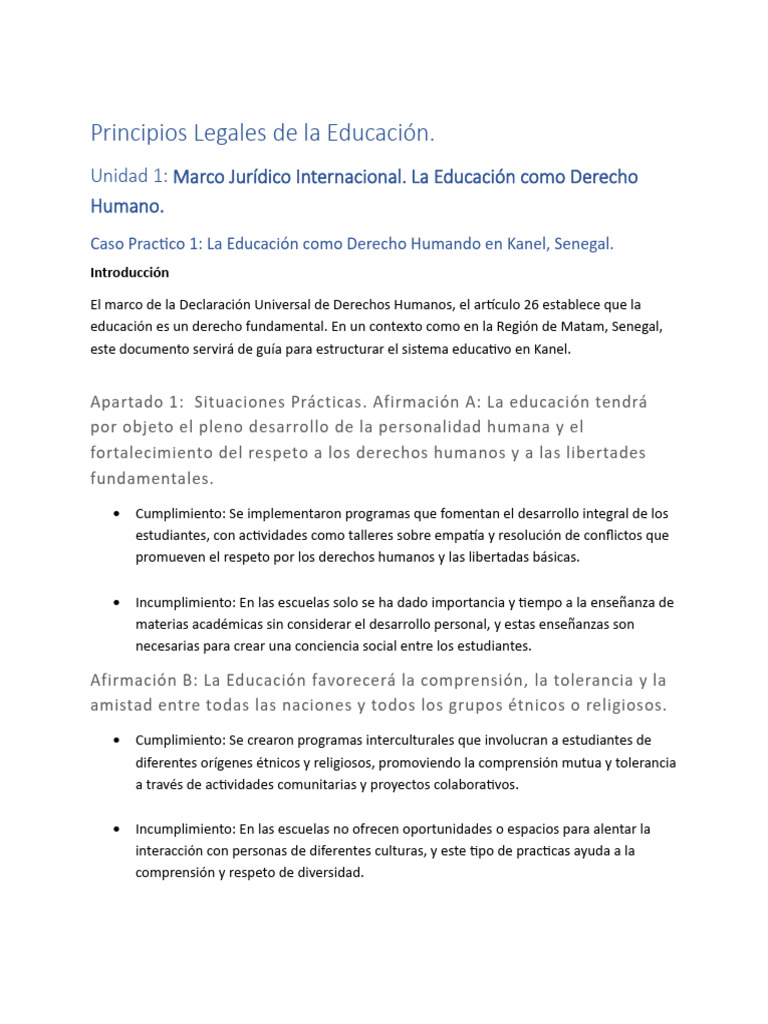 C1 Marco Jurídico Internacional. La Educación Como Derecho Humano | PDF ...