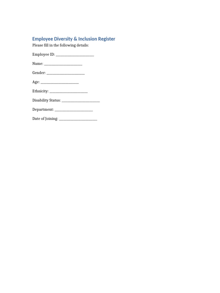 Employee Diversity & Inclusion Form | PDF