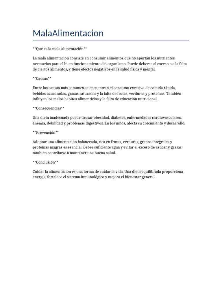 Mala Alimentacion | PDF