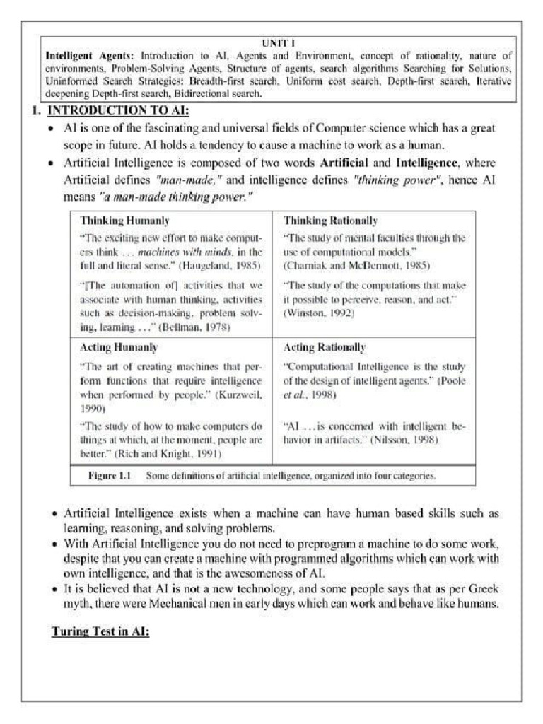 AI First Unit Notes | PDF