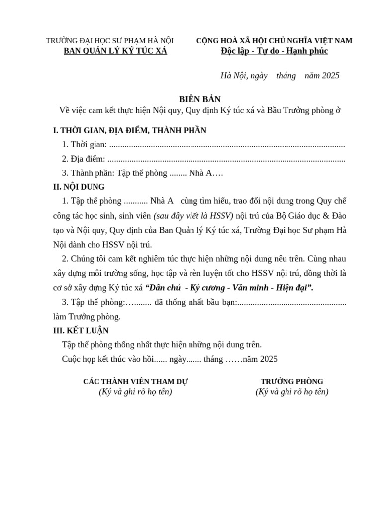 KTX M02 Biên Bản Họp Phòng | PDF