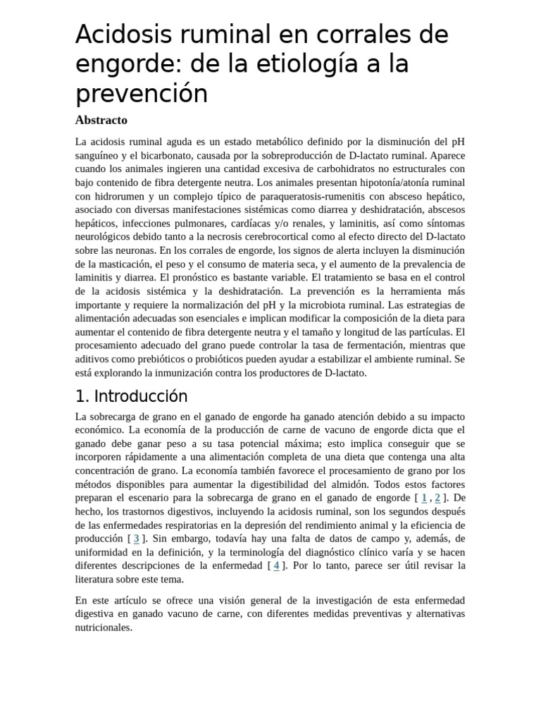 Acidosis Ruminal en Corrales | PDF | Carne | Ácido