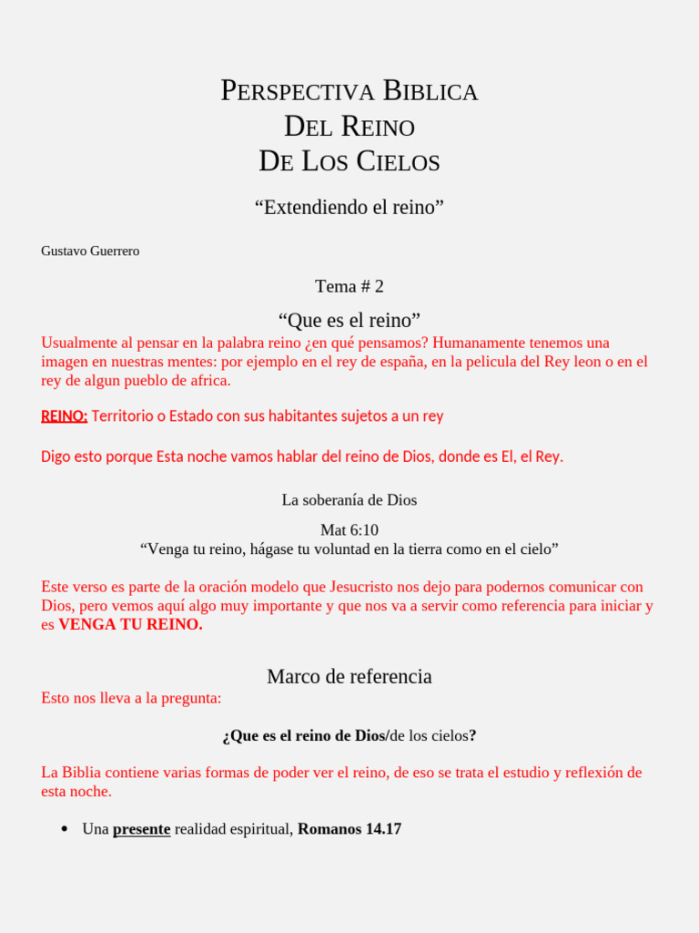 Entendiendo el Reino de Dios en la Biblia | PDF | Jesús | Reinado y ...