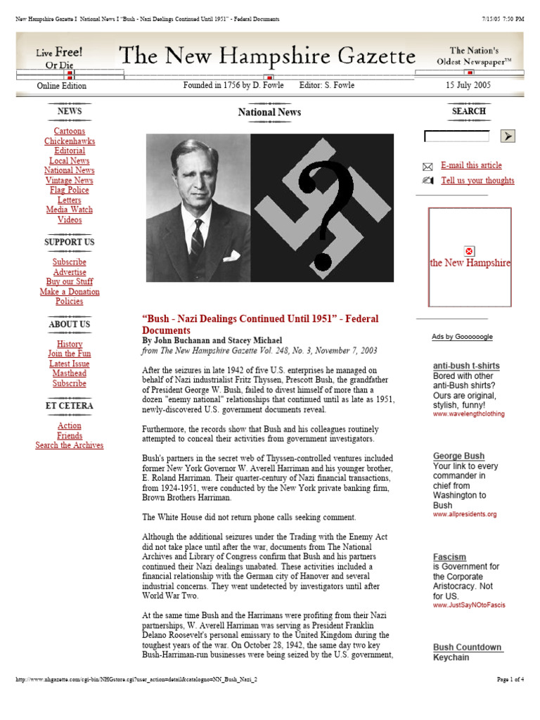 Bush's Nazi Ties Revealed: 1942-1951 | PDF | George W. Bush | American ...