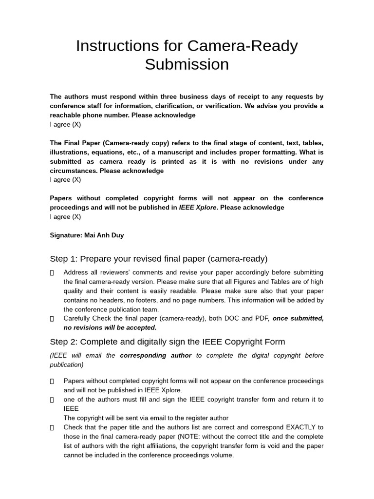 Instructions For Camera-To Sign | PDF