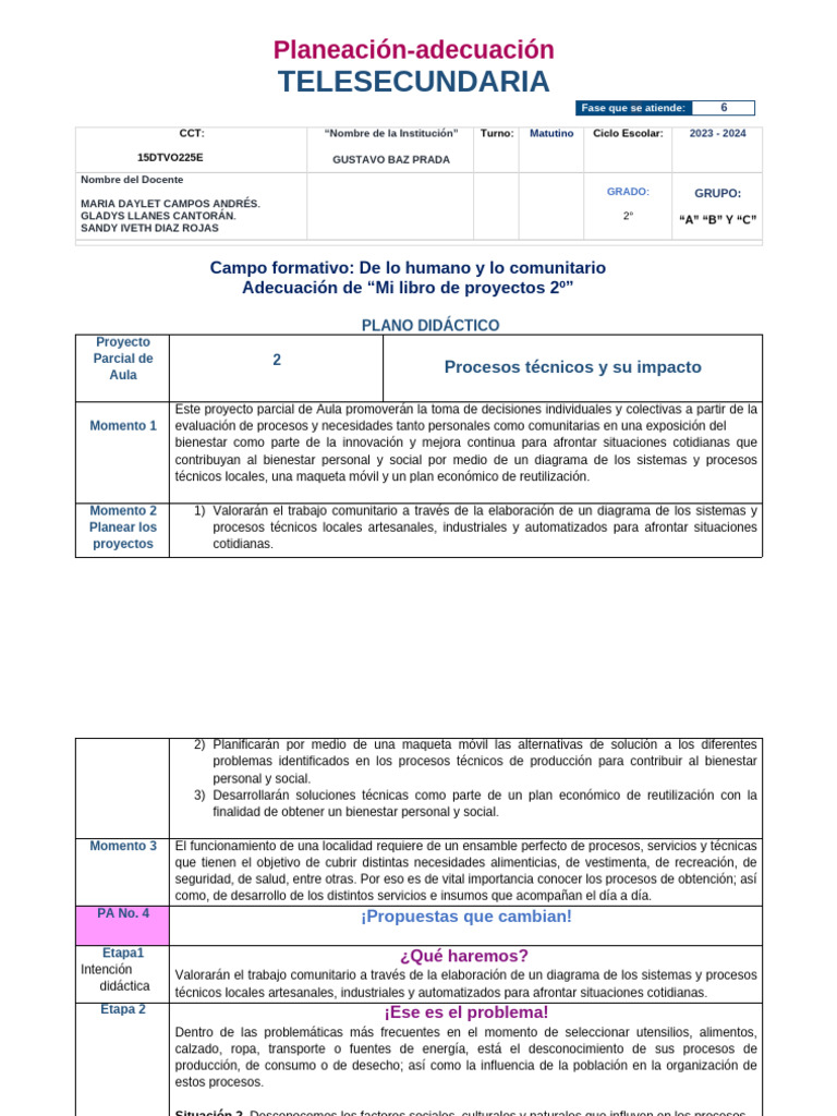 2° Proyecto Parcial de Aula de Lo Humano y Lo Comunitario | PDF ...