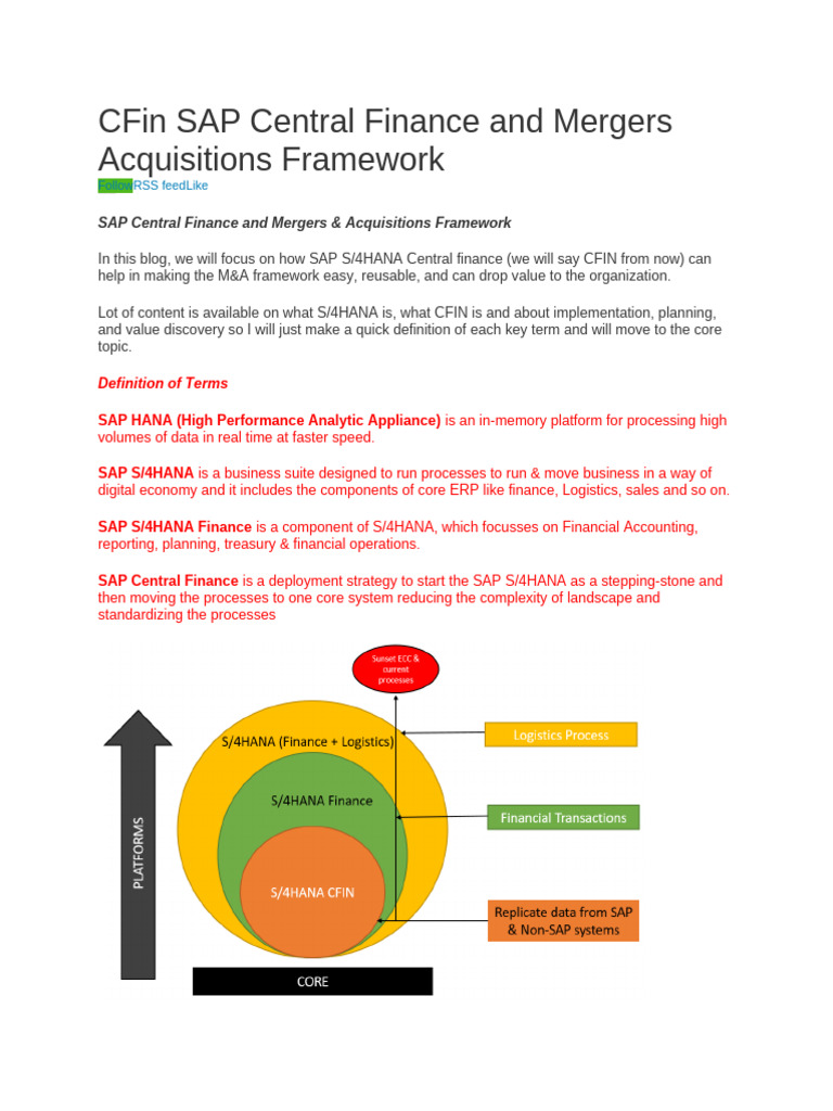 SAP Central Finance for M&A Success | PDF | Mergers And Acquisitions ...