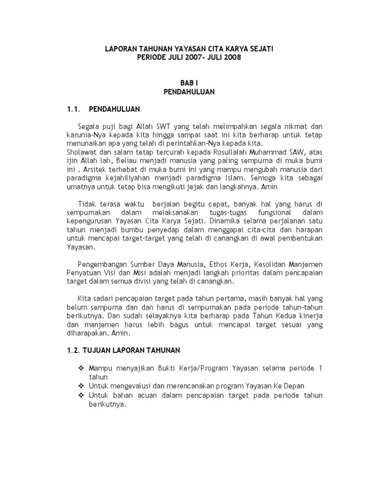 Contoh Laporan Keuangan Yayasan Sosial Audit Kinerja