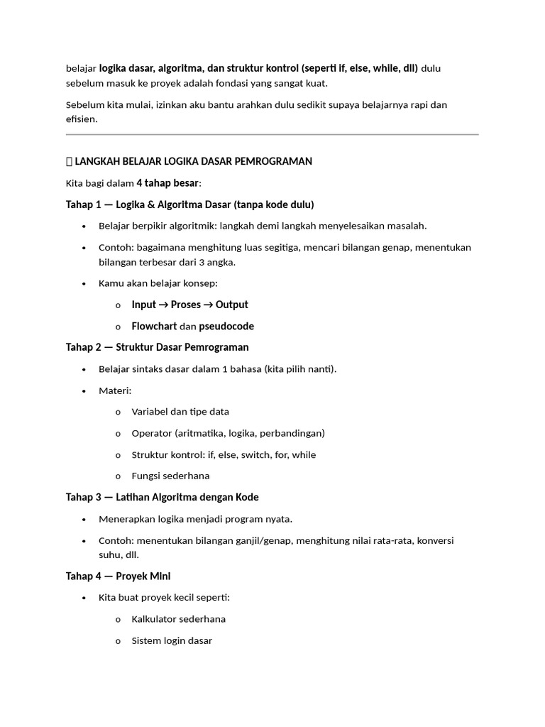 Panduan Belajar Logika Pemrograman | PDF