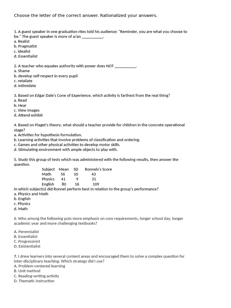 Educational Assessment and Teaching Strategies Quiz | PDF | Teachers ...