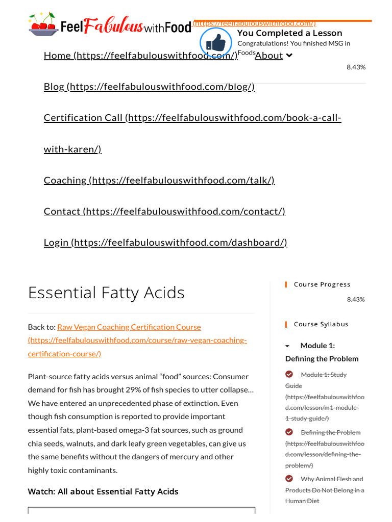 Essential Fatty Acids in Diet | PDF | Omega 3 Fatty Acid | Diet (Nutrition)