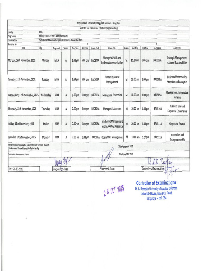 FMC MBA Supplementary SEE 1st & 2nd Sem | PDF