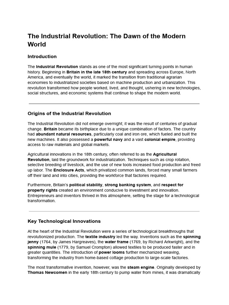 The Industrial Revolution_ the Dawn of the Modern World | PDF ...