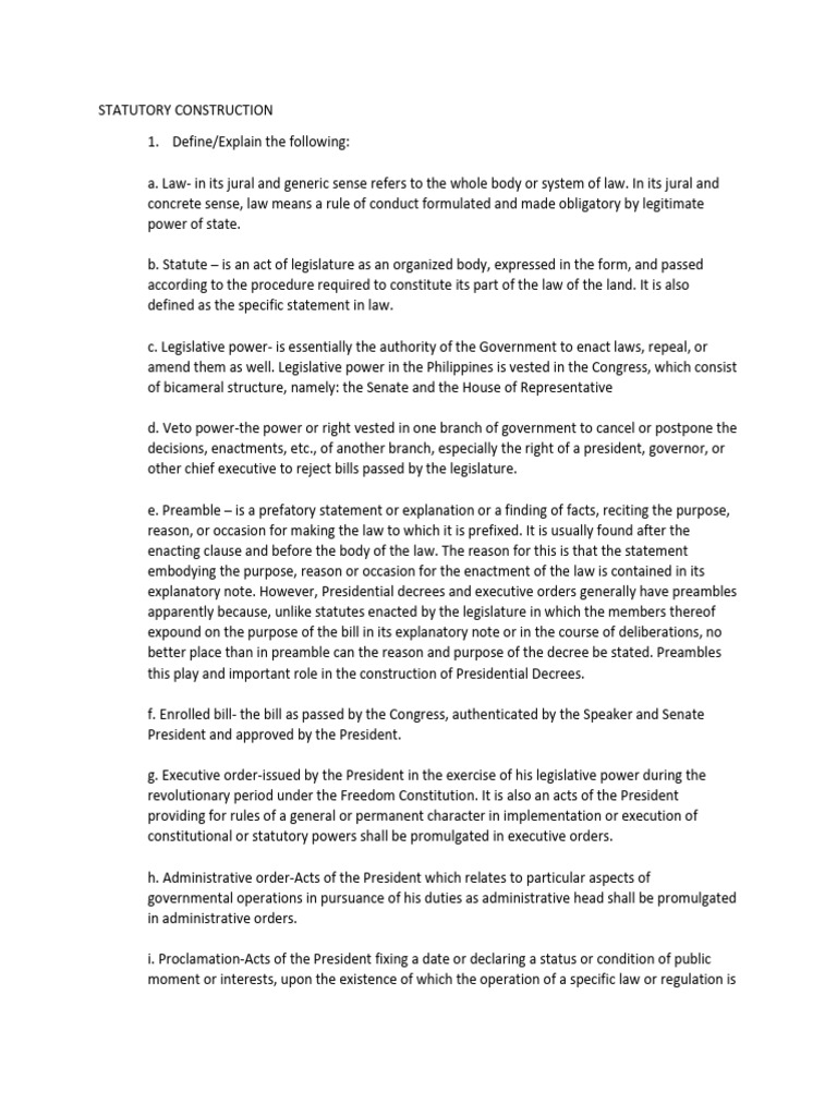 Understanding Statutory Construction Concepts | PDF | Bill (Law ...