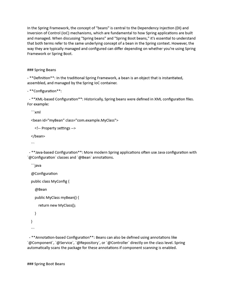 Spring vs. Spring Boot Beans Explained | PDF | Spring Framework ...