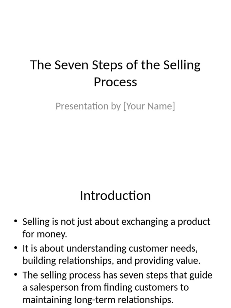 Seven Steps of the Selling Process | PDF