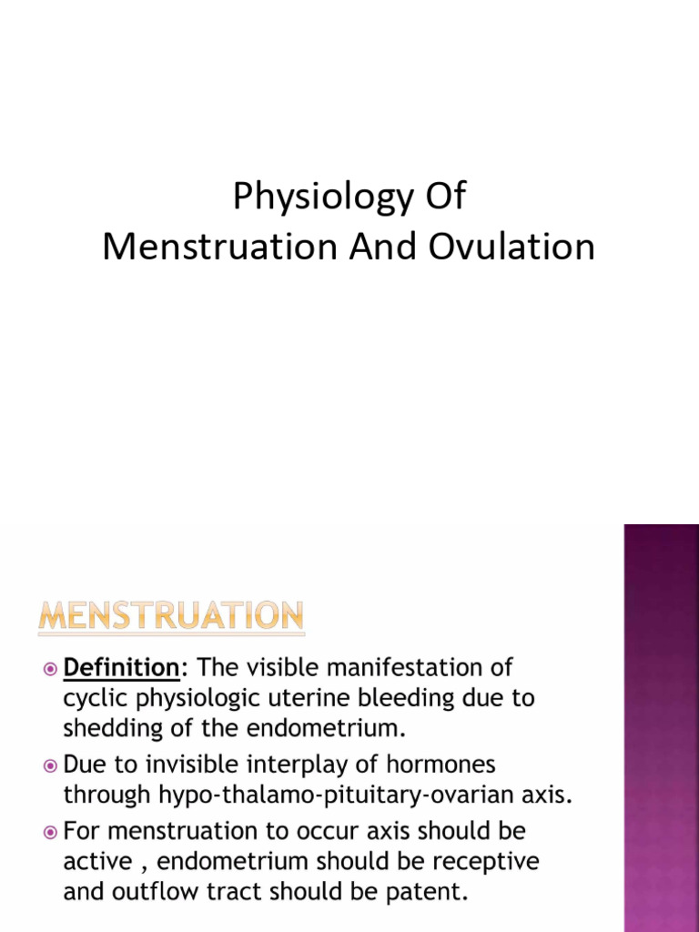 Physiology of Ovulation and Menstruation | PDF