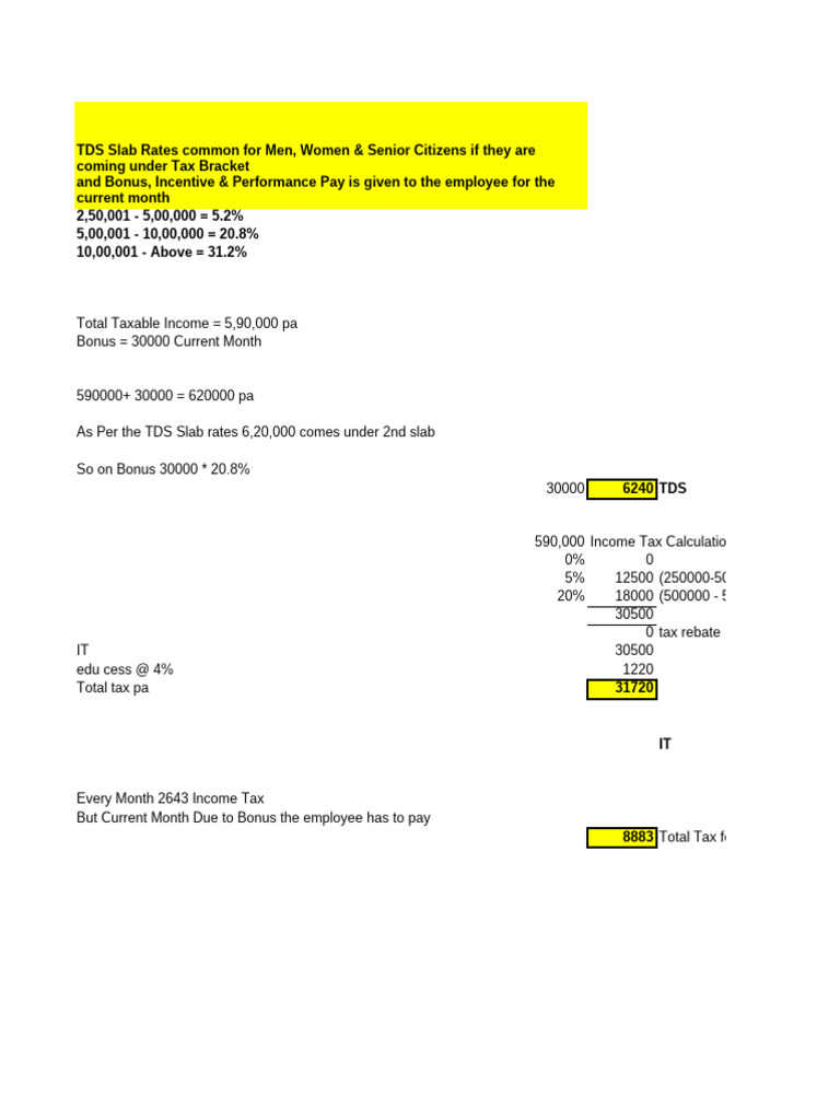 New TDS Calculations With Slab Rates 2020 | PDF | Tax Bracket | Taxes