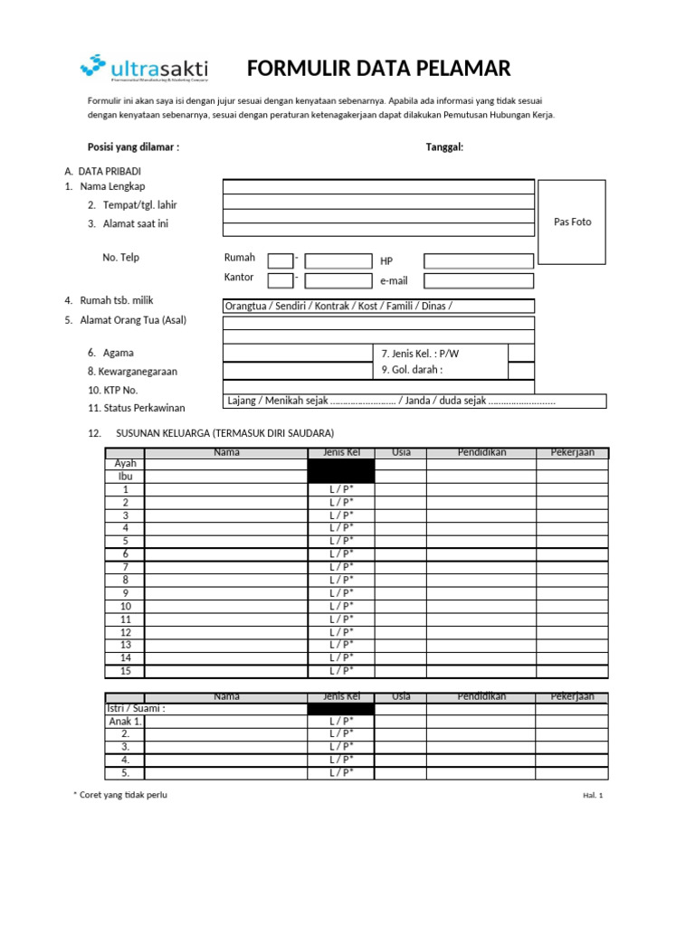 F_008 Form Data Pelamar Lengkap r08 (1)-Converted | PDF