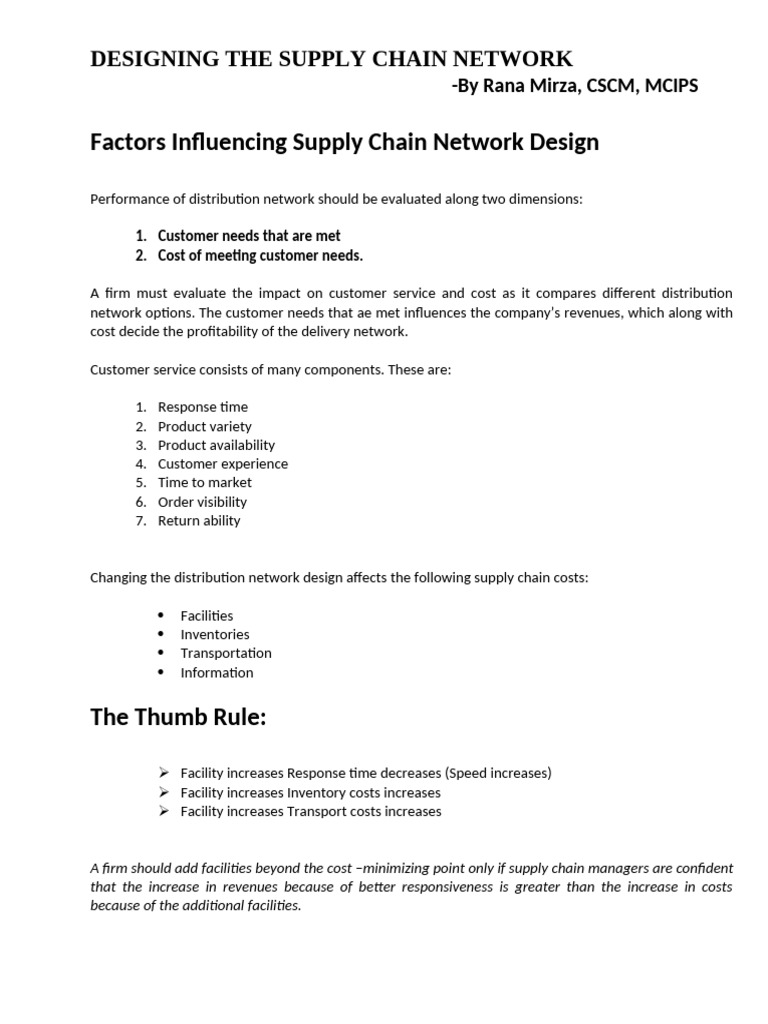 Supply Chain Network Design Strategies | PDF | Inventory | Warehouse