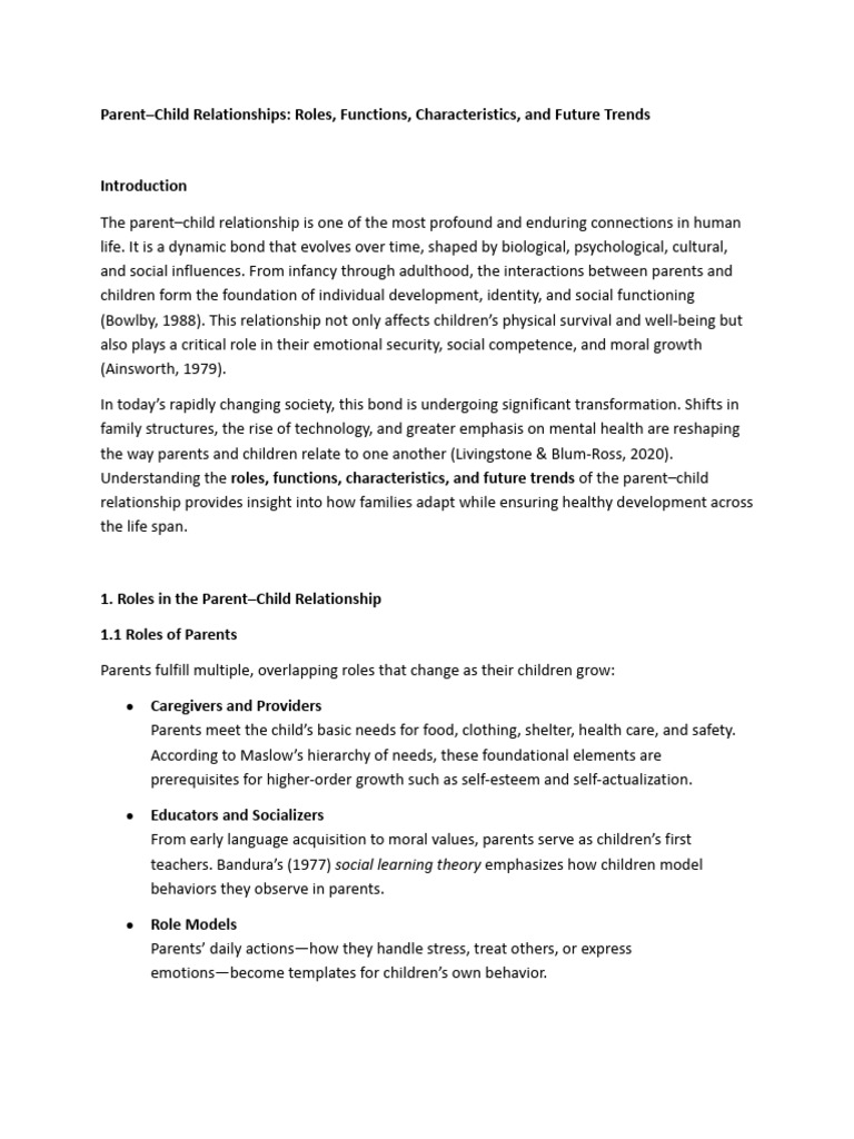 Parent Child Relationship | PDF | Attachment Theory | Parenting
