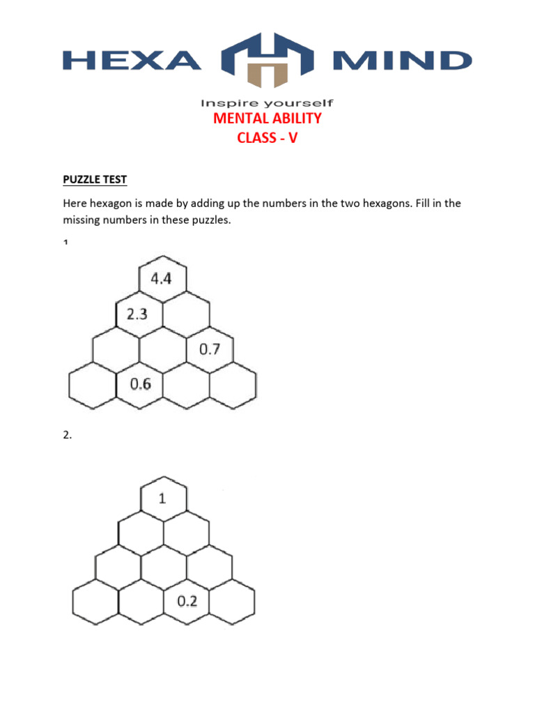 Hexa Olympiad Mental Ability Study Materials - PUZZLE TEST | PDF