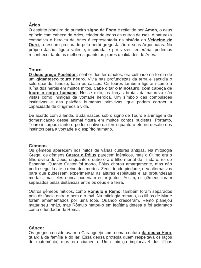 Signos do Zodíaco e Seus Mitos | PDF | Mitologia grega